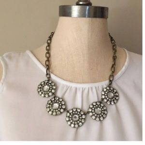 J crew Gold Crystal Medallion Necklace NWT